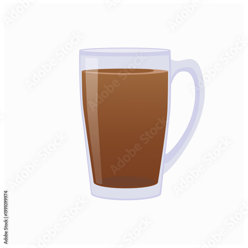 Hot americano coffee in transparent glass cup