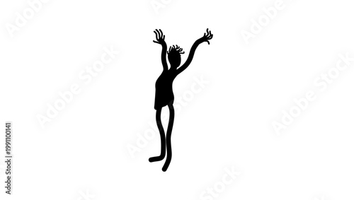 Sculpture of a praying man, black vector illustration