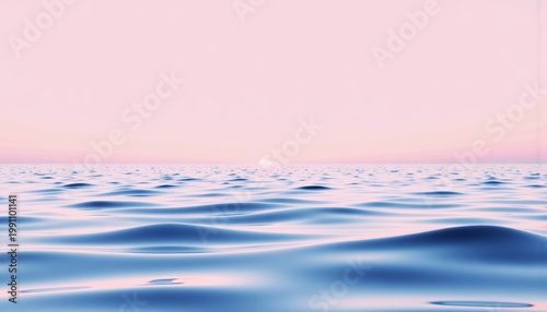 Serene Ocean Horizon at Sunrise Captures the Tranquil Beauty of Soft Waves Against a Pink and Blue Sky Creating a Peaceful Natural Scene