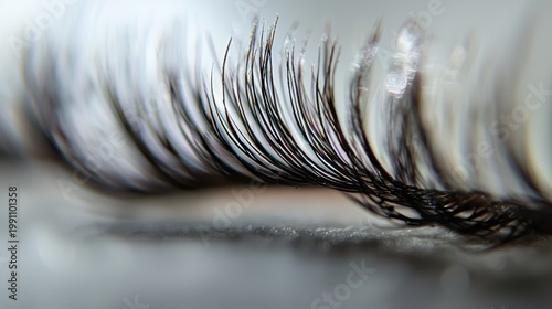 Lash strand detail extreme closeup natural eyelash macro individual strands layered formation curved texture soft background professional beauty photography concept