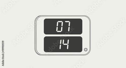 Digital clock display with white numbers.