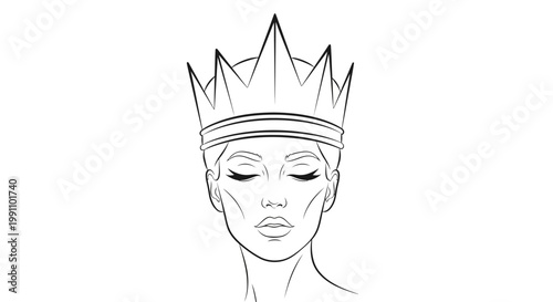 A serene woman wearing a crown.