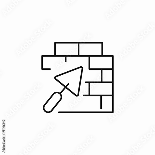 bricklaying trowel wall icon sign vector