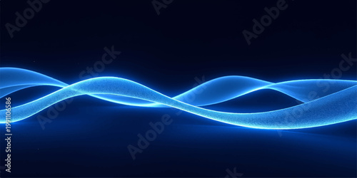 Canvas Print Abstract blue wave motion background with glowing light lines, fractal energy, f