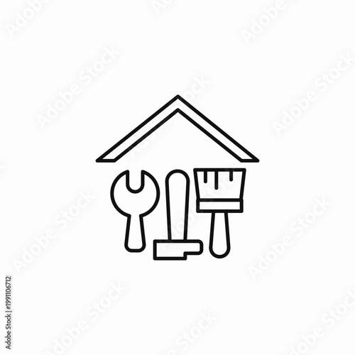home repair tools house icon sign vector