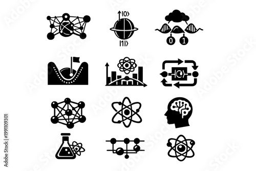 Vector uniform qubit fill quantum machine learning grid icon transparent