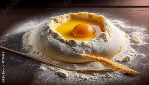 flour and egg for pasta dough