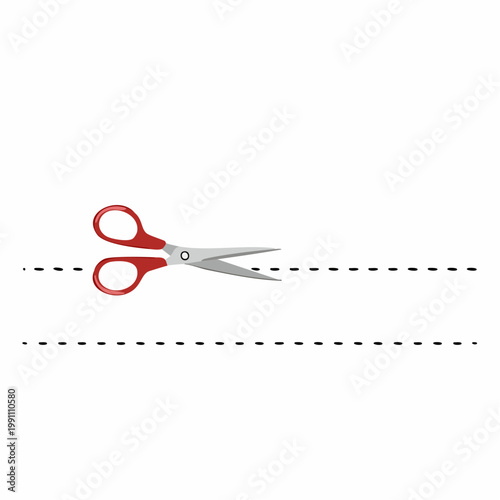Icône de ciseaux coupant une ligne pointillée en style simple