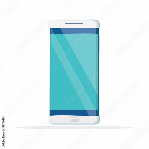 Smartphone moderne isolé sur fond blanc avec écran bleu