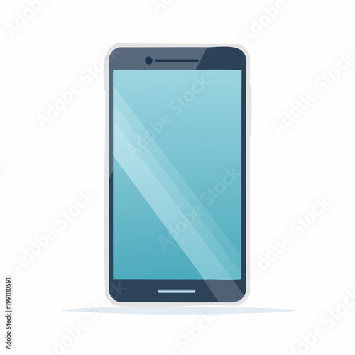 Smartphone moderne isolé sur fond blanc avec écran bleu