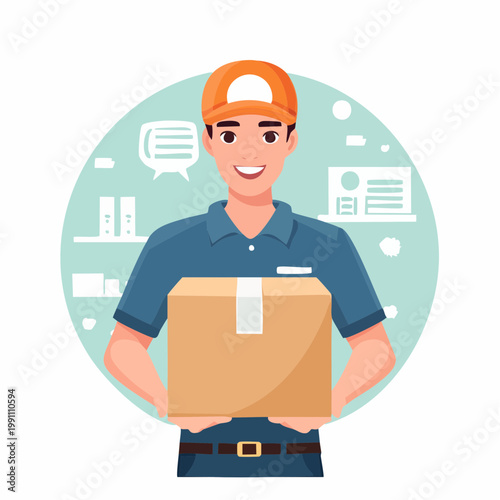 Livreur portant un colis