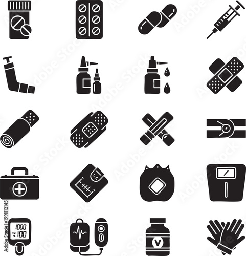 Medical and Healthcare Icons A Collection of Essential Health and Wellness Symbols