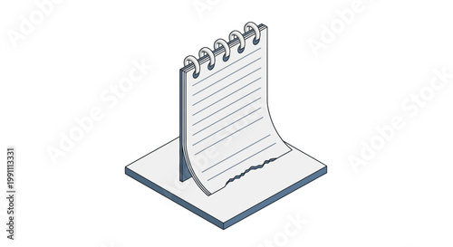 Fotografía Isometric desk calendar with spiral binding on stand showing lined
