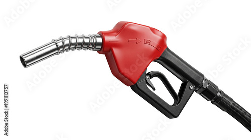 Red fuel nozzle side view on transparent background - 3d illustration 
