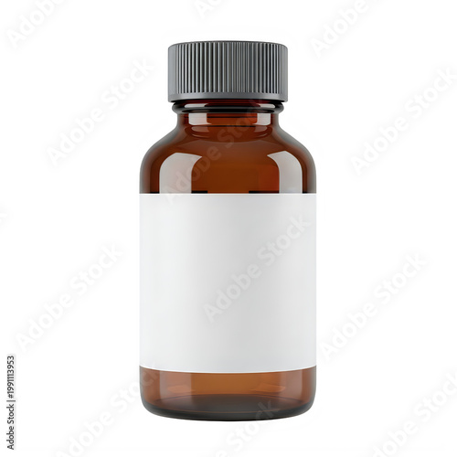 Brown glass bottle with silver cap