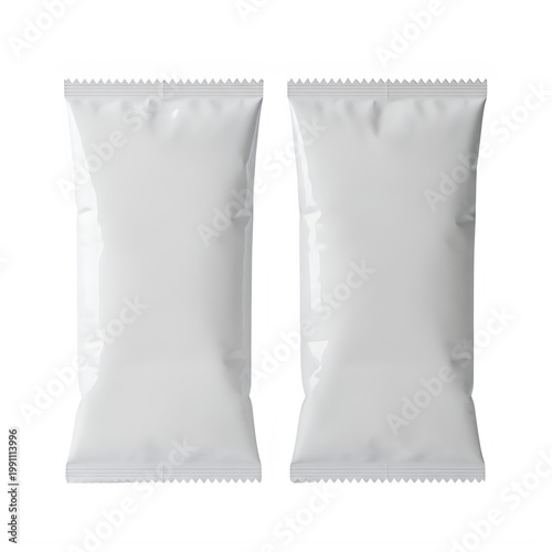 Two white snack food bags
