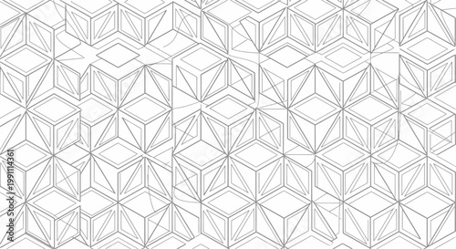 Geometric pattern of interconnected cubes.