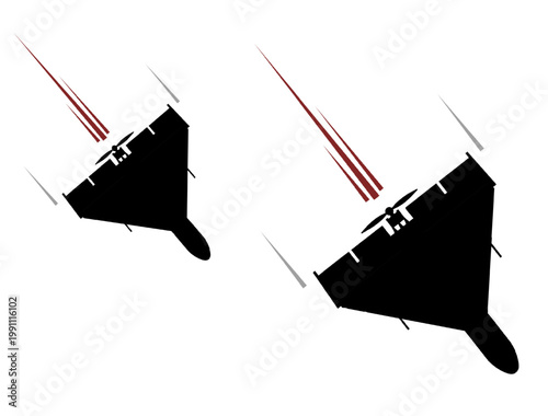 Obraz na płótnie Kamikaze drone attack silhouette