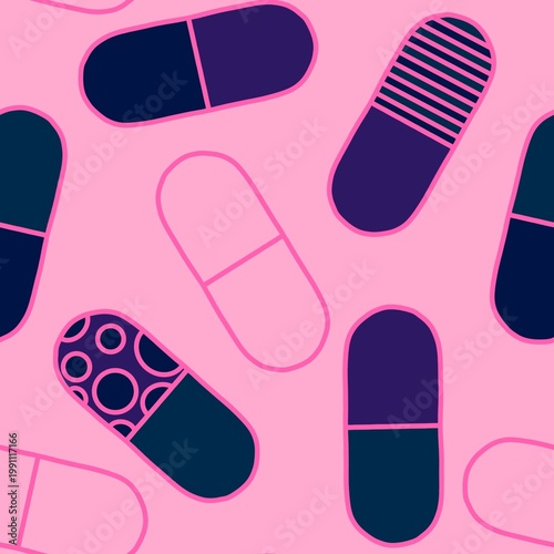 Medicine seamless pills pattern for wrapping paper and doctor clothes and packaging and medical accessories