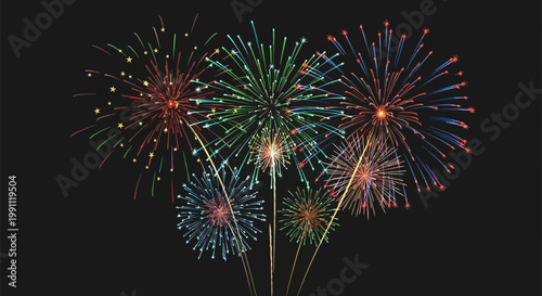 Fireworks exploding in the night sky.