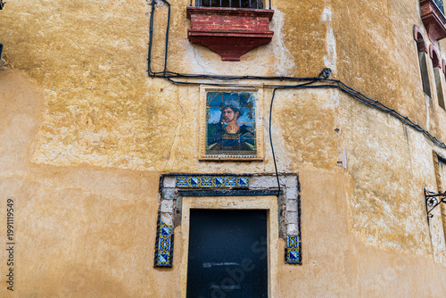 Tile mosaic depicting a Moorish King in Ronda, Andalusia, Spain.