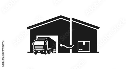 Truck Loading into Warehouse Interior.