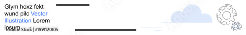 Data management, cloud computing, technology systems, innovation, software solutions, tech distribution. A gear icon next to a cloud shape. Data management and cloud computing visually