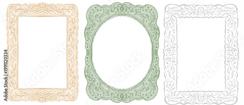 Foto Ornate rectangle frame watercolor hand painted illustration with vintage design