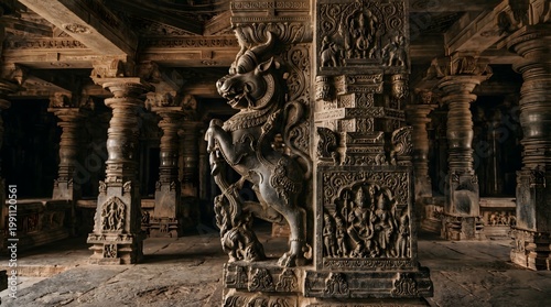 The Lepakshi Temple in Andhra Pradesh, India, showcases intricate carvings and architecture.