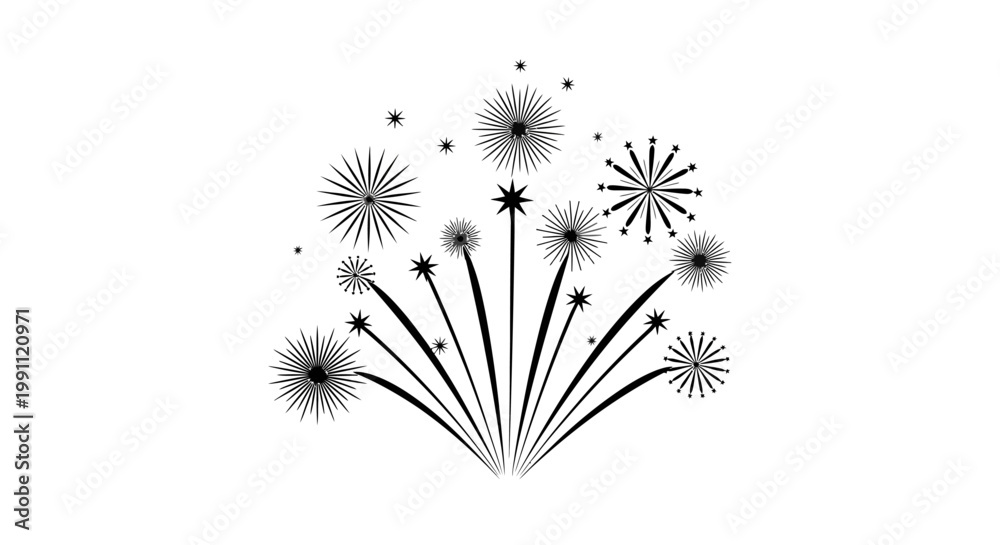 Obraz premium Black and white firework explosion design.