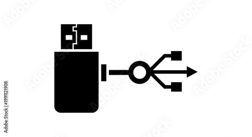 USB flash drive connector icon symbol.