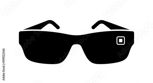 Black sunglasses with square logo.