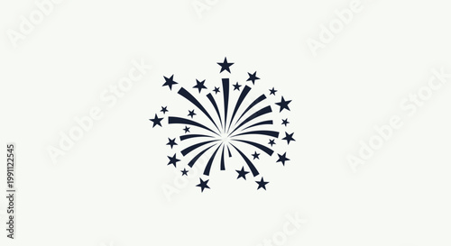 Black Firework Icon With Stars.