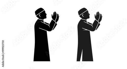 Two Muslim Men in Prayer Position.