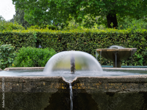 Fountain in the Gardens of  villa reale  seen with long exposure
