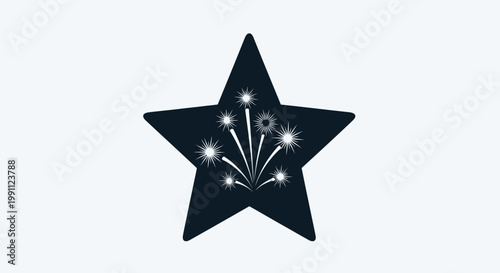 Black Star with Glowing White Lights.