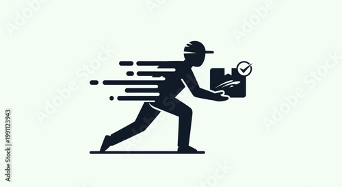 Delivery Man Running with Package.