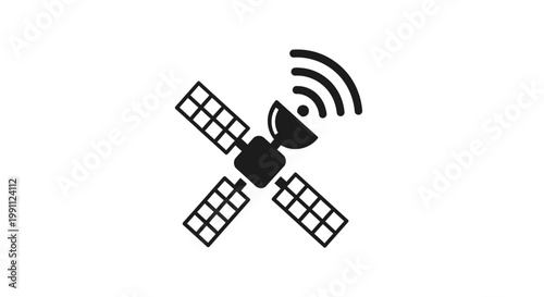 Satellite in Space with Antenna.