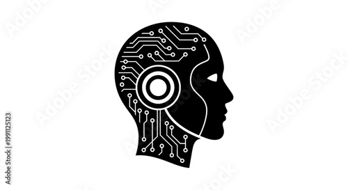 Black circuit board human head.