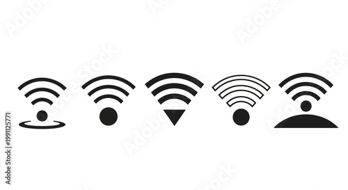 Various Wi-Fi Signal Strength Icons Representing Wireless Network Connectivity