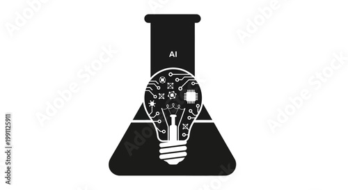 Black and white light bulb icon.
