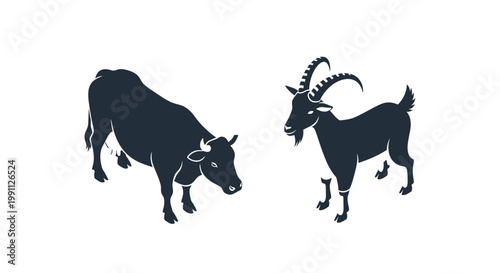 Two goats standing side by side.