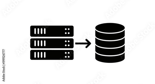 Servers transferring data to database.