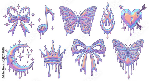 Collection of cartoon mouth illustrations with vibrant red lips expressing various emotions and sounds like smiles and shouts