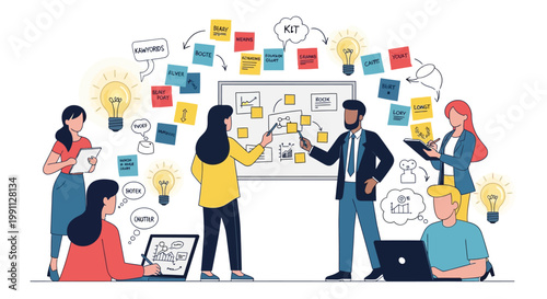 Team collaboration and brainstorming concept in modern office