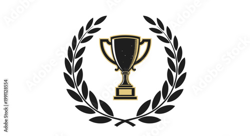 Trophy cup icon with laurel wreath.