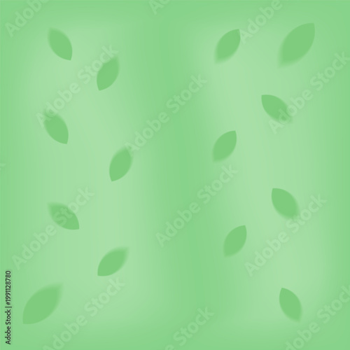 Flying green spring leaves on a light green background