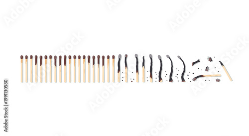 Progression of matches burning and extinguishing in a minimalist sequence