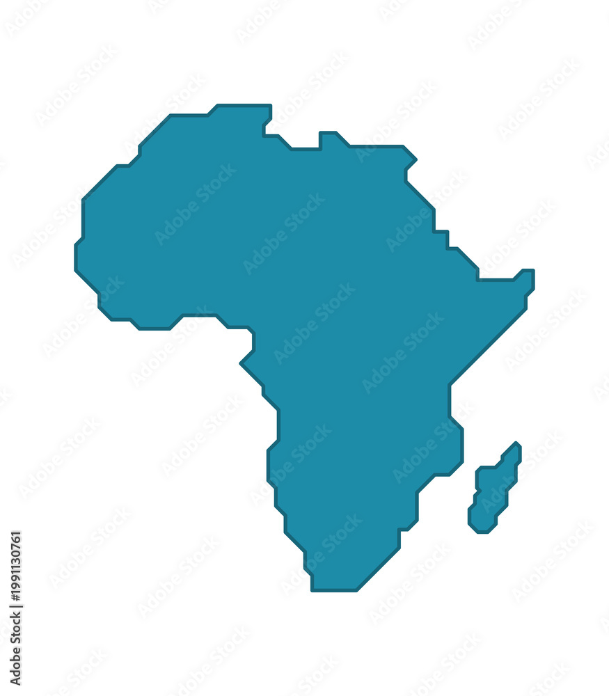 Obraz premium Africa map silhouette in blue, simple continent outline vector isolated on white background.