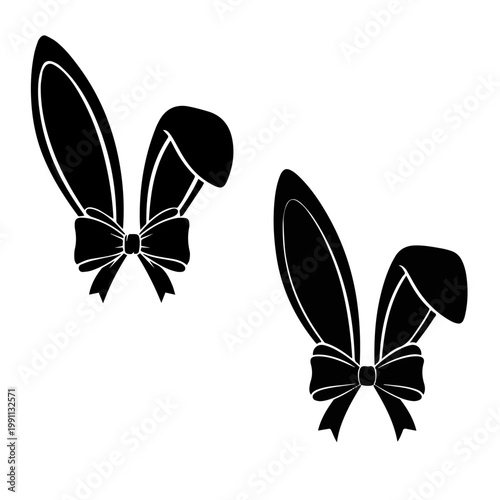 A vector illustration set of black bunny ears 
